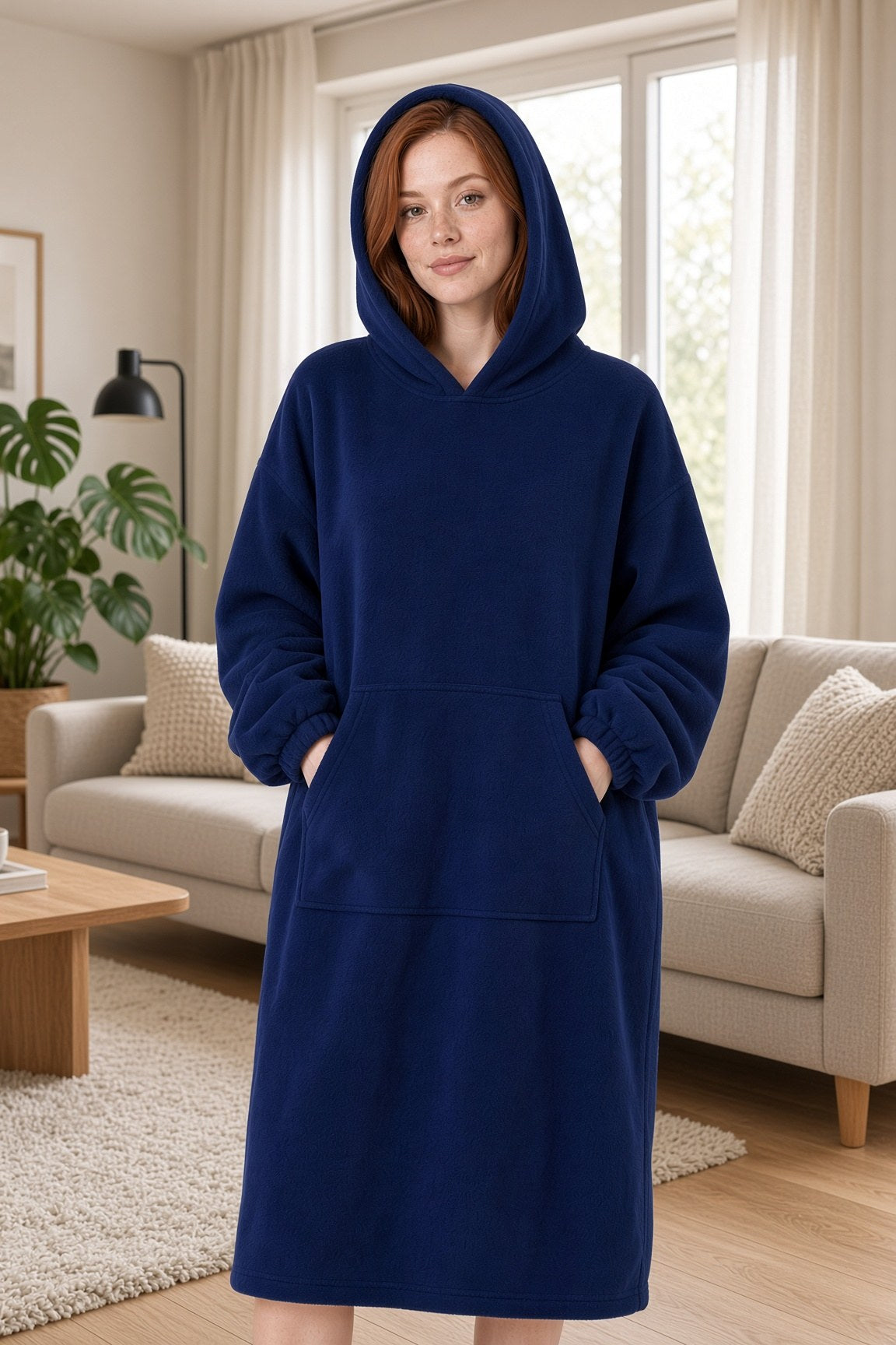 Kvinna i extra lång COZEY Huvan, marin